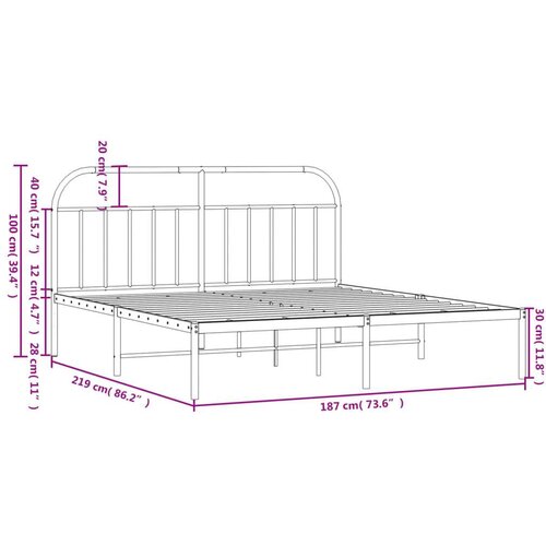 VidaXL Metalni okvir za krevet s uzglavljem bijeli 183x213 cm Slike