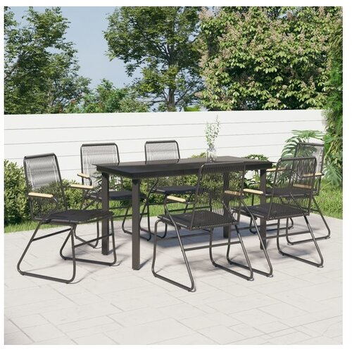 vidaXL 7-dijelni vrtni blagovaonski set od PVC ratana crni Cijene