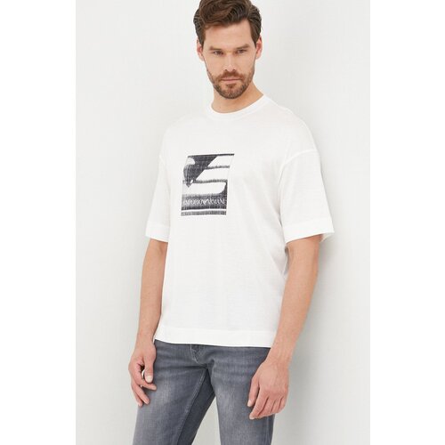 Emporio Armani Majica kratkih rukava za mu&amp;scaron;karce, boja: bijela, s tiskom Slike