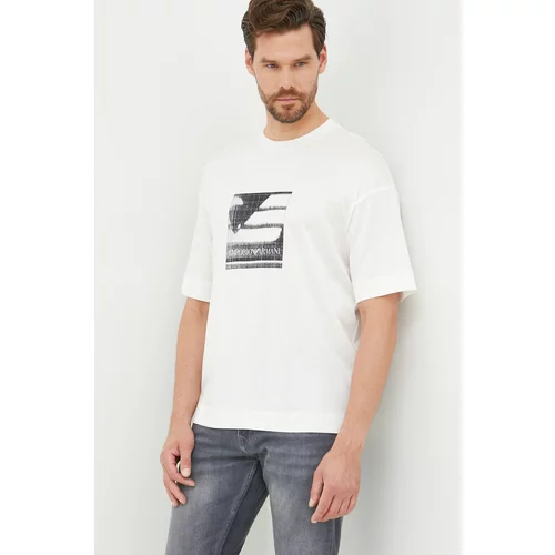 Emporio Armani Majica kratkih rukava za muškarce, boja: bijela, s tiskom