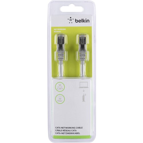 Belkin A3L981BT01M-H-S RJ45 omrežni kabel\, Patch kabel CAT 6 S/FTP 1.00 m siva z za&scaron;čitnim zapornim zatičem 1 kos, (20418279) Cene