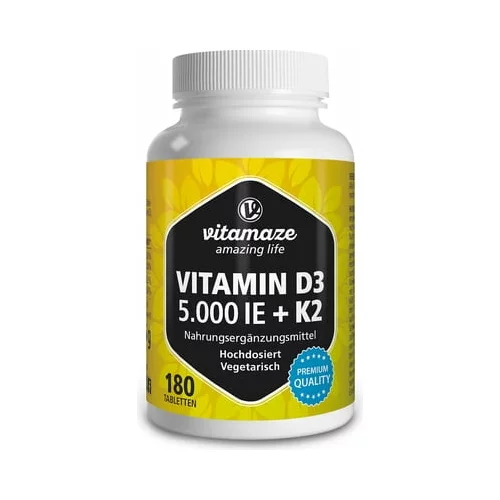Vitamaze Vitamin D3 5000 IU + K2 100 µg, visok odmerek in vegetarijansko