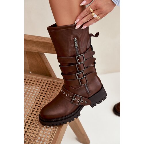 Boto Insulated women&amp;#039;s boots with straps and buckles brown Ivaline Slike