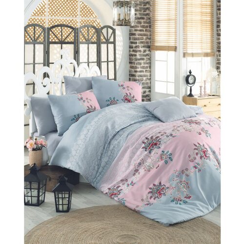  azra - grey greypinkblue ranforce double quilt cover set (de) Cene