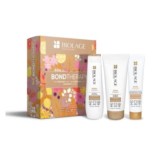 Biolage Bond Therapy set: šampon Bond Therapy 250 ml + balzam Bond Therapy 200 ml + gladilna krema brez izpiranja Bond Therapy Smoothing Leave-In Cream 150 ml za ženske Cene