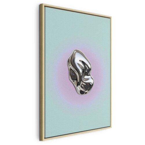  Slika - Metallic Form - Abstract Sculpture on a Mint Background with a Purple Halo 80x120 U prirodnom drvenom okviru Cene