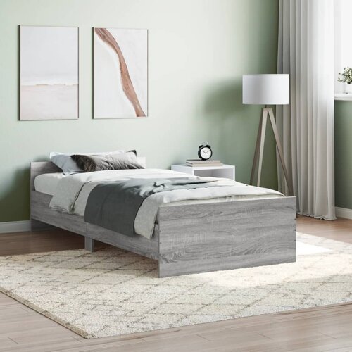 VidaXL Posteljni okvir siva sonoma 100x200 cm inženirski les Slike