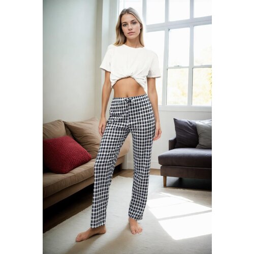 Dewberry 80156 Women Pyjama Bottom-Navy-BLUE-WHITE Cene