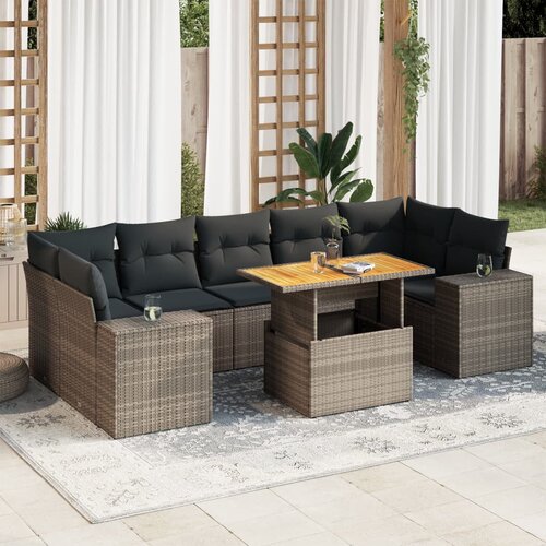 vidaXL 8-dijelni set vrtnih sofa od poliratana s jastucima sivi Cijene