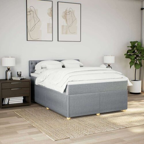 VidaXL Krevet s oprugama i madracem svjetlosivi 140x190 cm od tkanine Slike