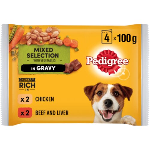 Pedigree Kesica Adult Piletina i Govedina 4x100 g - 52-kg Cene