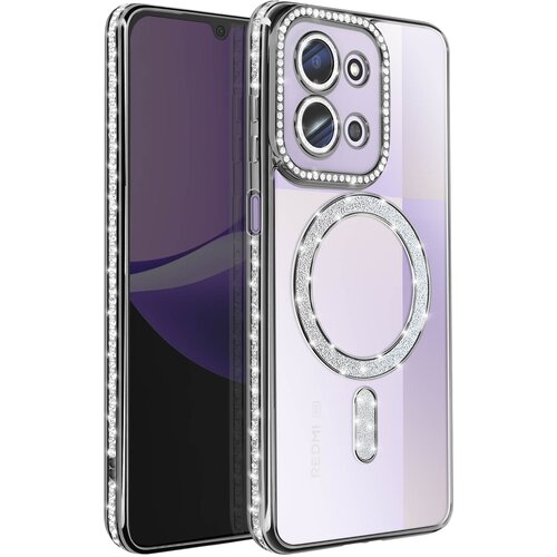 Avizar Ovitek za Redmi 15C, združljiv z MagSafe, z obrobo iz okrasnih kamnov, Črna, (5000190309) Cene