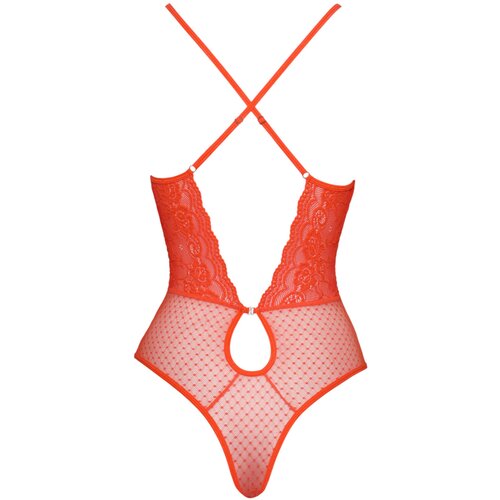 Cottelli rdeče čipkasto body s križnimi trakovi Slike