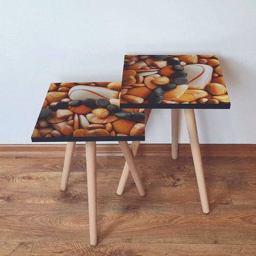 Hanah home 2Shp64 - orange orangewhiteblack nesting table (2 pieces) Cene