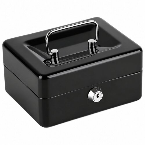  Metalna kasa za novac s ključevima 13x10 cm - crna Slike