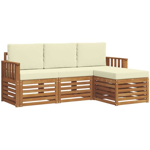  Set vanjskih sofa 4 kom. Prirodna i krem Bijela 189,5 x 122,5 x 73 cm Slike