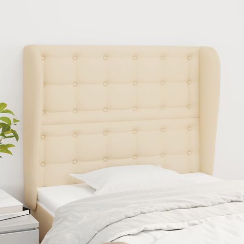  the living store vzglavje z u&amp;scaron;esi krem 83x23x118/128 cm blago - vzglavje, (21502486) Slike