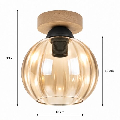 Brilagi LED plafonsko svetlo R GLASS 1xE27/60W/230V &amp;Oslash; 18 cm hrast/zadimljeno bež Slike