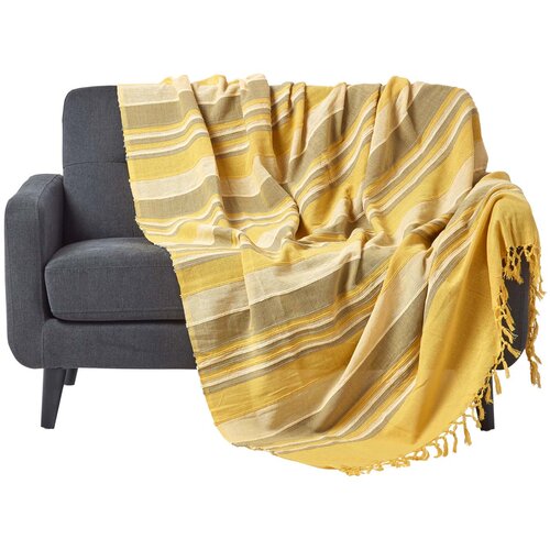 HOMESCAPES Bombažna odeja Morocco Striped Yellow, 150x200 cm, (20749857) Cene