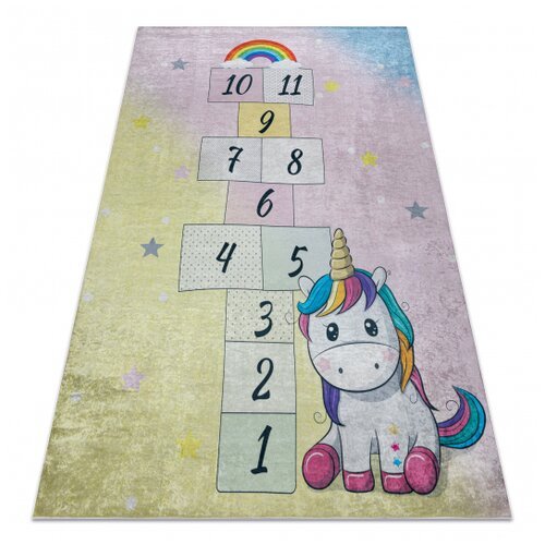 RugsX BAMBINO 54060 pralna preproga poskočnice, mavrica za otroke protizdrsna - roza / rumena 160x220 cm, (5000176229) Cene