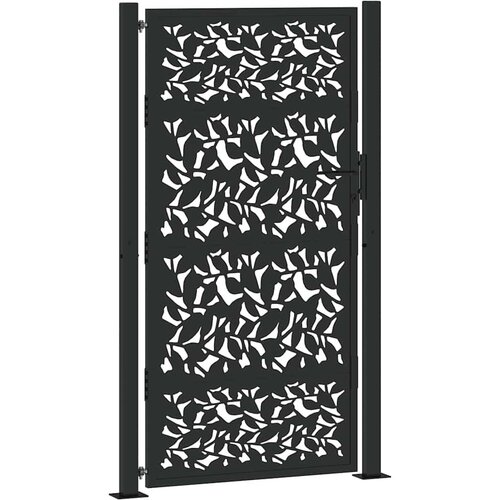 VidaXL Vrtna vrata crna 105x180 cm dizajn čeličnih listova Slike