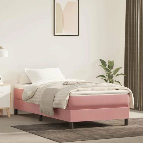 Box spring postelja z vzmetnico roza 90x200 cm žamet, (20724016)