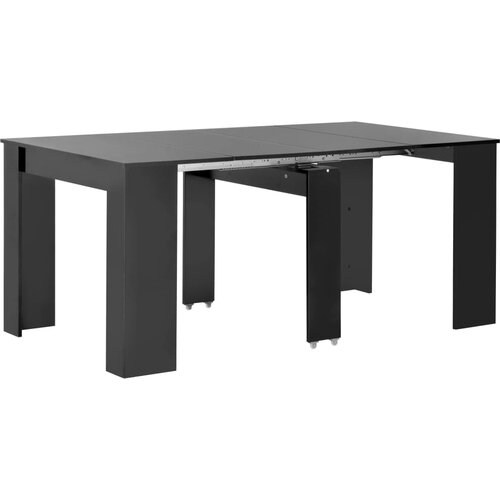VidaXL Raztegljiva jedilna miza visok sijaj črna 175x90x75 cm Slike