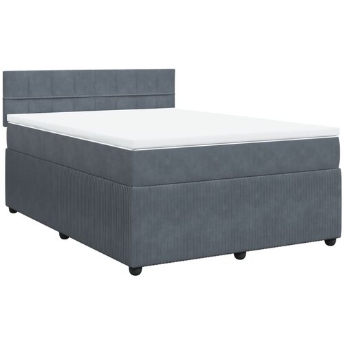 VidaXL Box spring postelja z vzmetnico temno siva 160x200 cm žamet, (21306029) Slike