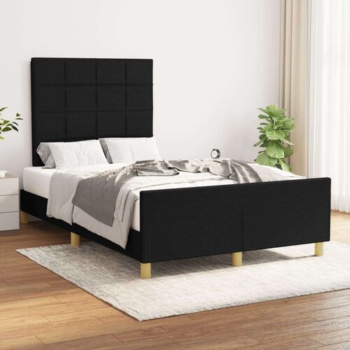  Posteljni okvir z vzglavjem črn 120x200 cm blago, (20795141) Slike