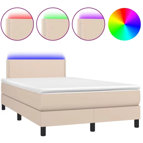 vidaXL Box spring postelja z vzmetnico LED kapučino 120x190 cm, (21111899)