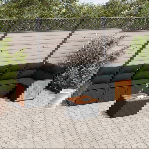 vidaXL 7-dijelni set vrtnih sofa od poliratana s jastucima crni Cijene