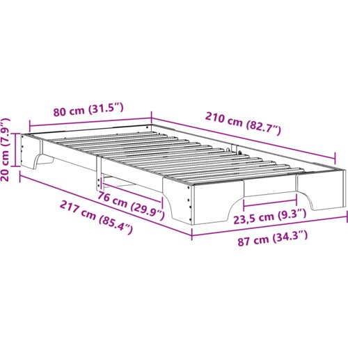  Krevet s daskama s pohranom Smeđa 80 x 210 cm Masivna borovina Slike