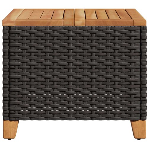 VidaXL vrtni stol crni 45 x 45 x 37 cm od poliratana i bagremovog drva Slike