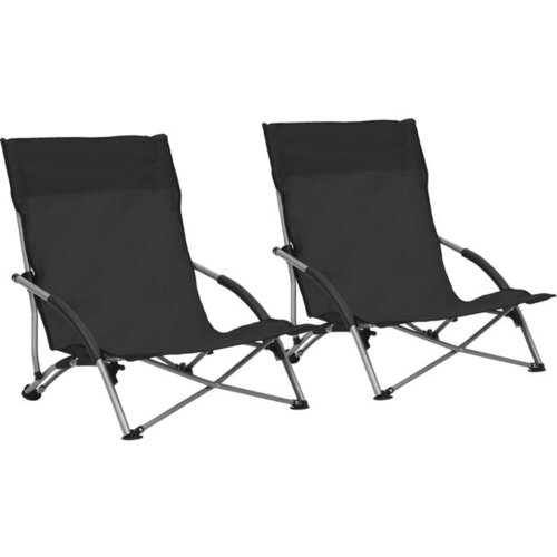 vidaXL Sklopive stolice za plažu od tkanine 2 kom crne Cijene