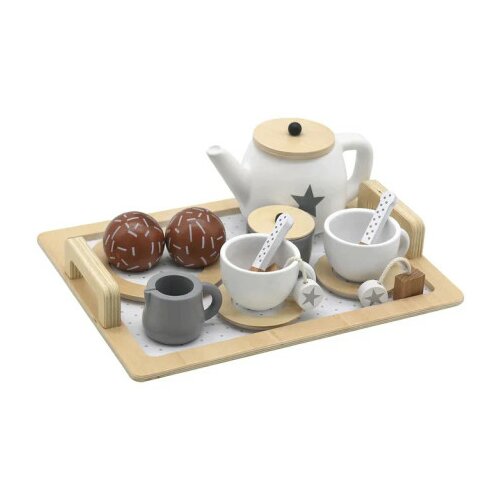 Kinder_Home dečiji drveni set za čaj i kafu sa dodacima belo-sivi ( V10B318B ) Cene