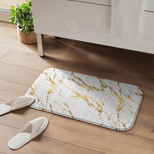 Douceur d int&amp;eacute;rieur Bijela/u zlatnoj boji kupaonska prostirka 45x75 cm Aquamarbre &amp;ndash; Slike