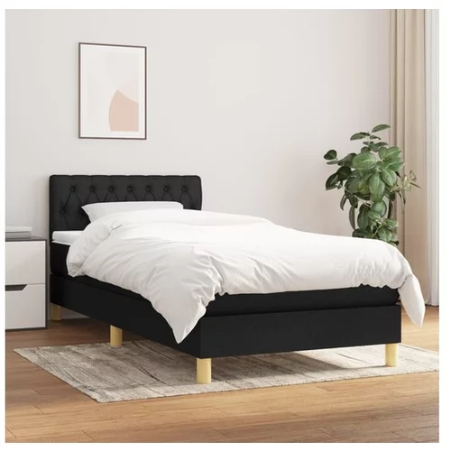 vidaXL Box spring postelja z vzmetnico crn 90x190 cm blago