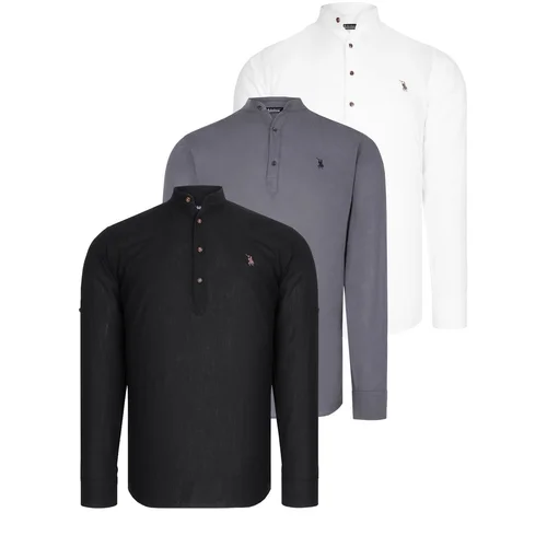 Dewberry TRIPLE SET G783 JUDGE COLLAR SHIRT-BLACK-WHITE-ANTHRACITE