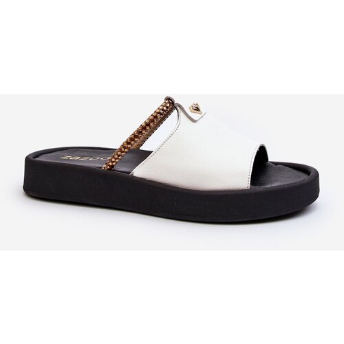 Zazoo Women&amp;#039;s Leather Sandals 2896 White-Black Slike