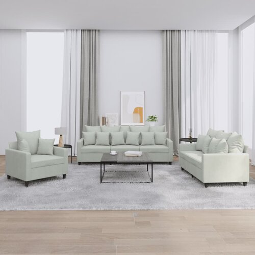  3-dijelni set sofa s jastucima svjetlosivi baršunasti Cene