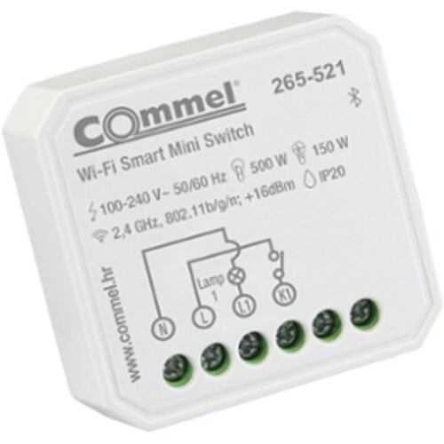 Commel WiFi mini prekidač jednostruki 5A 150 W / 500 W, 100-240 V~, 2,4 GHz, 802.11b/g/n; + 16dBm, IP20 Cene