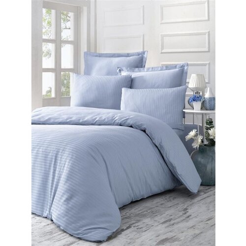  line blue blue satin super king quilt cover set (fr) Cene