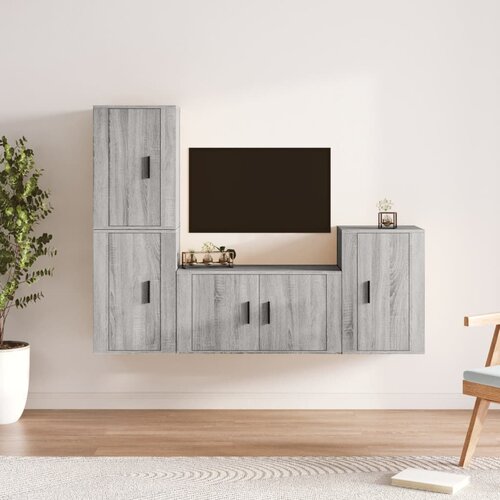 vidaXL 4-dijelni set TV ormarića sivog sonome konstruirano drvo Cijene