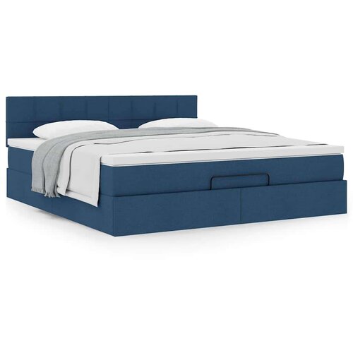 VidaXL otomanski krevet s madracem plavi 160x200cm od tkanine Slike