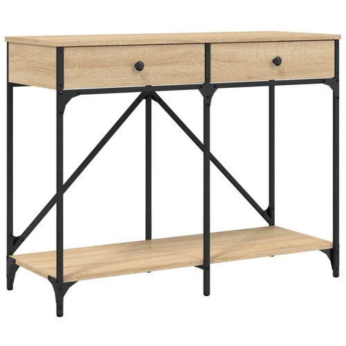 Maison Chic Konzolna mizica - miza ob steni sonoma hrast 100x39x78,5 cm inženirski les, (21785816) Slike