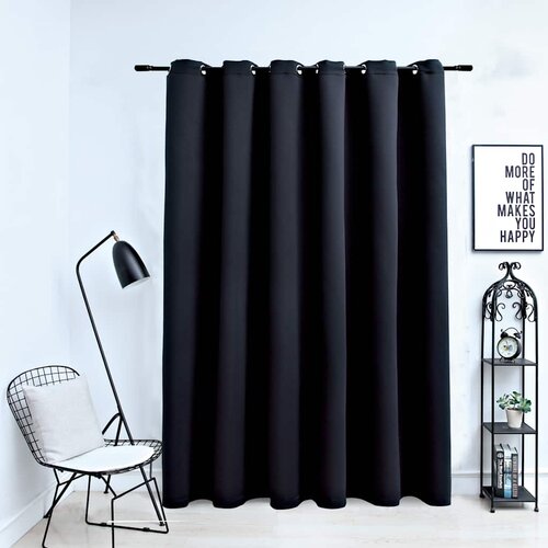  Zavjesa za zamračivanje s metalnim prstenima crna 290 x 245 cm Slike