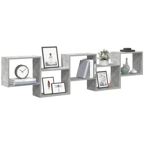 vidaXL Zidna kockasta polica s 5 odjeljaka Betonsko sivo Cijene