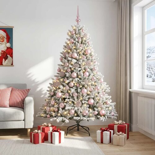  Umjetno božićno drvce s kuglicom 180 cm 300 LED lampica - Zelena i bijela 180 cm s LED-ima i ružičastim lopticama Cijene