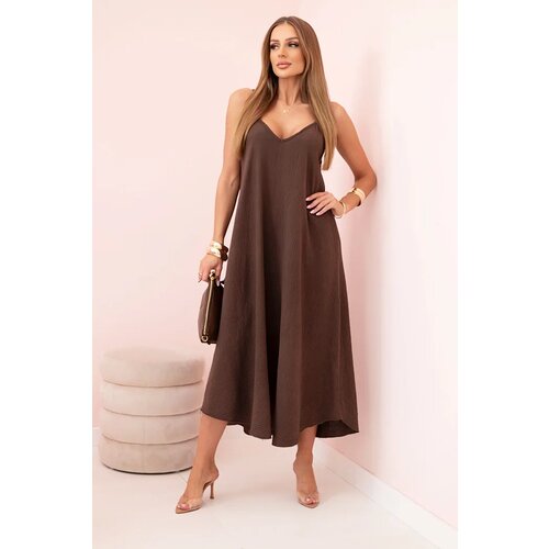 Kesi Włoski Muslin dress with straps brown Slike