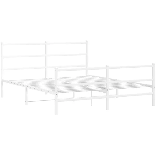 vidaXL Kovinski posteljni okvir z vzglavjem in vznožjem bel 150x200 cm, (21006978)